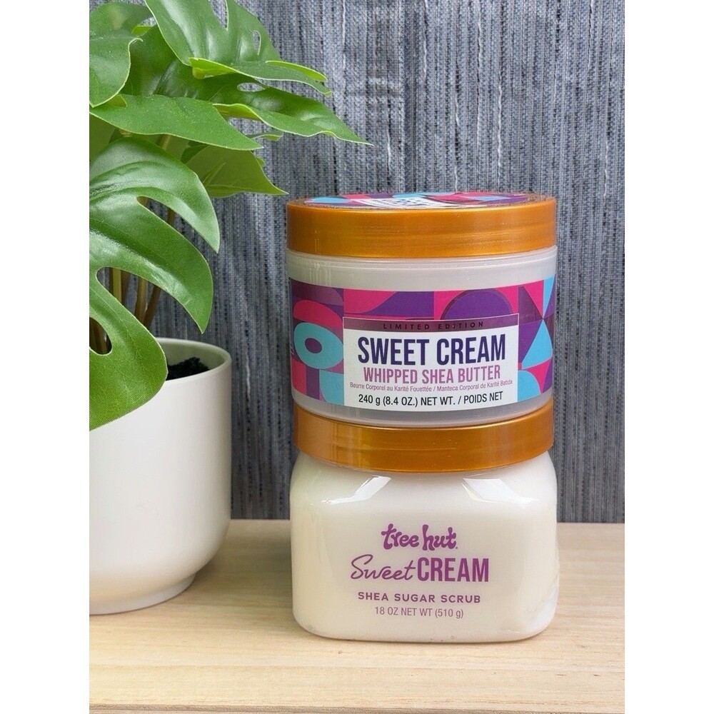 Tree Hut Sweet Cream Shea Sugar Scrub 18 oz & Whipped Shea Butter 8.4 oz Set